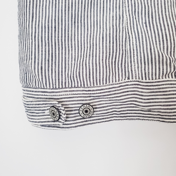 Kenar Linen Gray White Railroad Stripe Vest - Picture 7 of 7